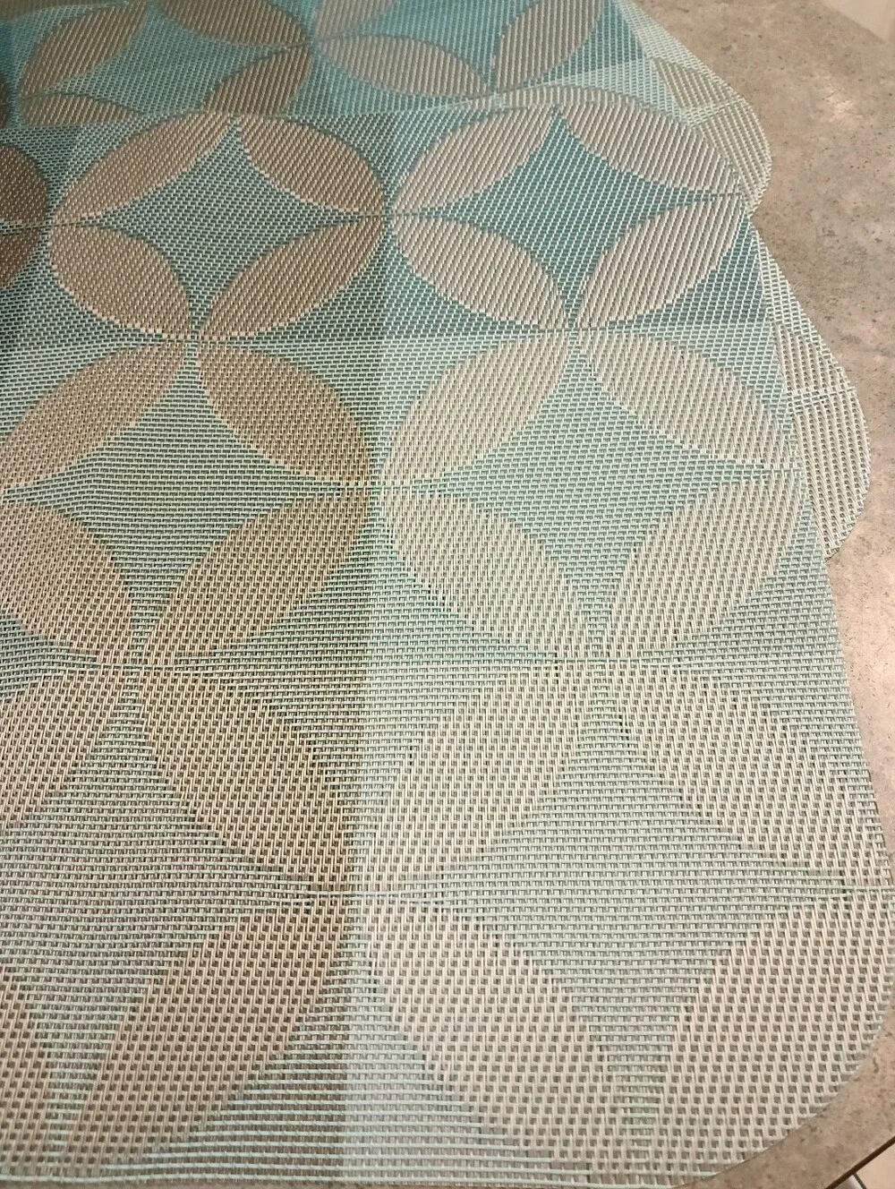 NWT Pier 1 Imports 6 Teal Blue, Aqua & Taupe Placemats & 8 Teal & Taupe Napkins